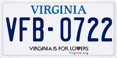 VA license plate VFB0722