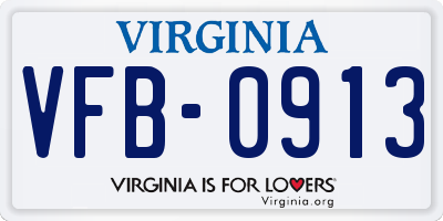 VA license plate VFB0913