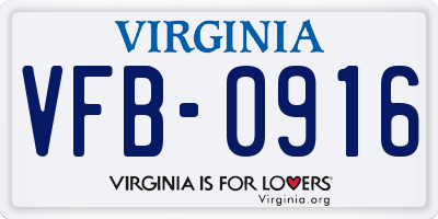 VA license plate VFB0916
