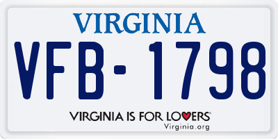 VA license plate VFB1798