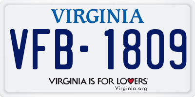 VA license plate VFB1809