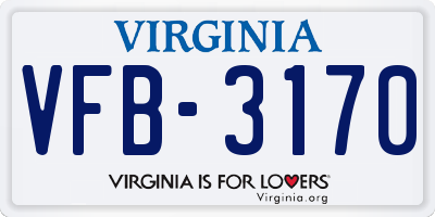 VA license plate VFB3170