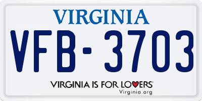 VA license plate VFB3703