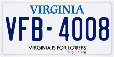 VA license plate VFB4008