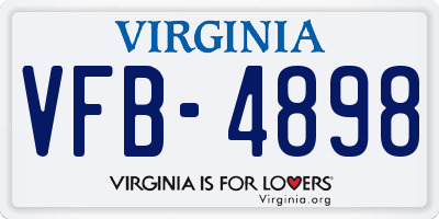 VA license plate VFB4898