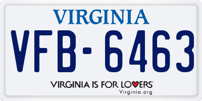 VA license plate VFB6463