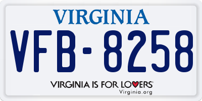 VA license plate VFB8258