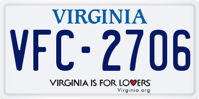 VA license plate VFC2706