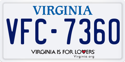 VA license plate VFC7360