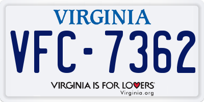 VA license plate VFC7362