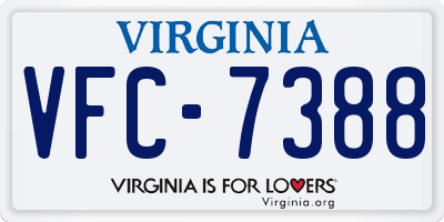 VA license plate VFC7388