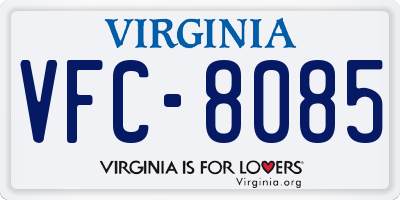 VA license plate VFC8085