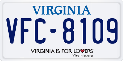 VA license plate VFC8109