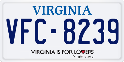 VA license plate VFC8239