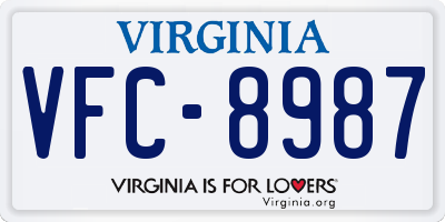 VA license plate VFC8987