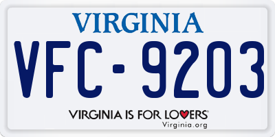 VA license plate VFC9203