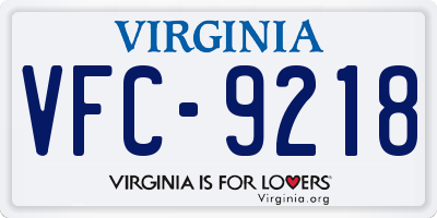 VA license plate VFC9218