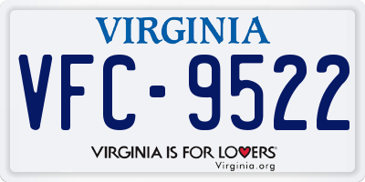 VA license plate VFC9522