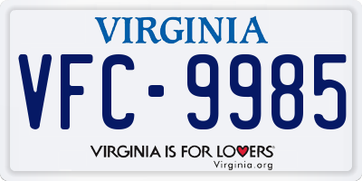 VA license plate VFC9985