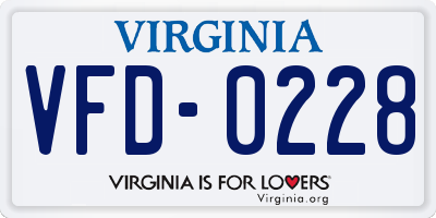 VA license plate VFD0228