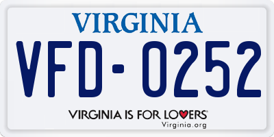 VA license plate VFD0252