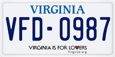 VA license plate VFD0987