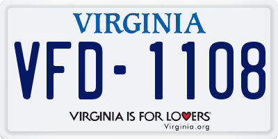 VA license plate VFD1108