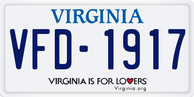 VA license plate VFD1917