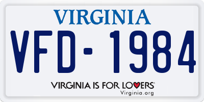 VA license plate VFD1984