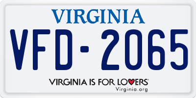 VA license plate VFD2065