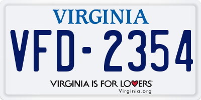 VA license plate VFD2354