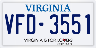 VA license plate VFD3551