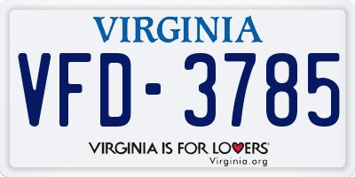 VA license plate VFD3785