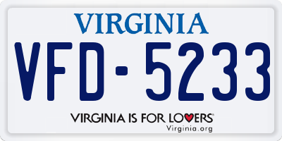 VA license plate VFD5233