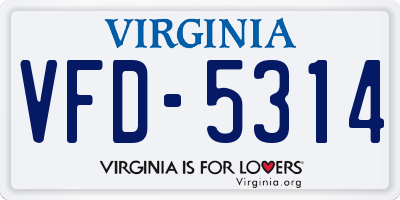 VA license plate VFD5314