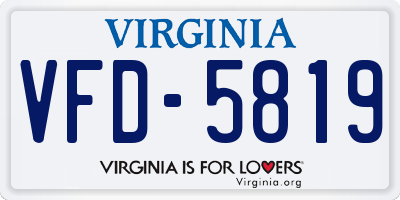 VA license plate VFD5819