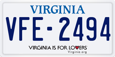 VA license plate VFE2494
