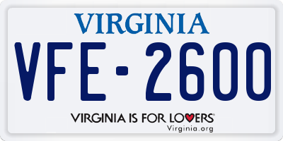 VA license plate VFE2600