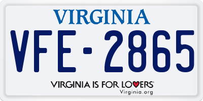 VA license plate VFE2865