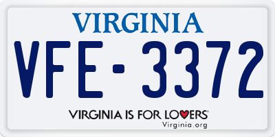 VA license plate VFE3372