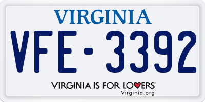 VA license plate VFE3392