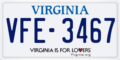 VA license plate VFE3467