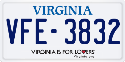 VA license plate VFE3832