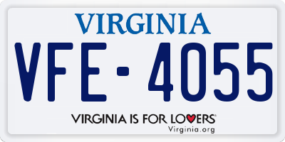 VA license plate VFE4055