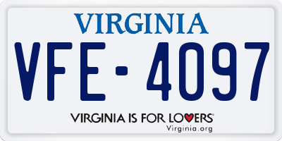 VA license plate VFE4097