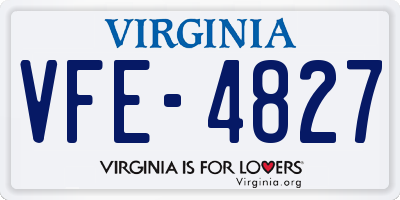 VA license plate VFE4827