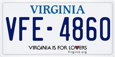 VA license plate VFE4860