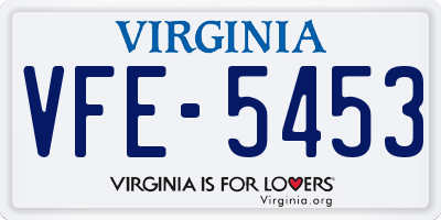 VA license plate VFE5453