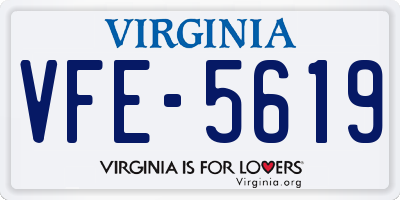 VA license plate VFE5619