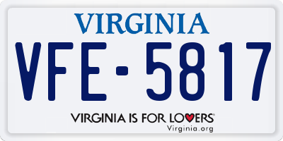 VA license plate VFE5817